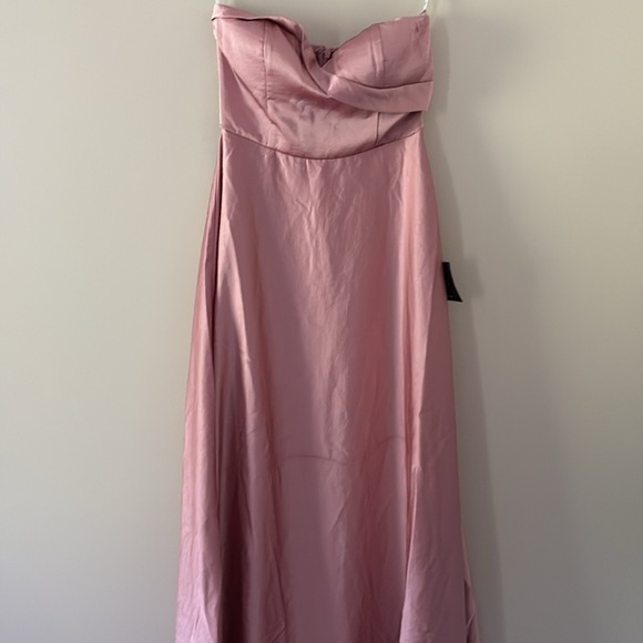 New Lulus Real Romantic Light Rose Satin Strapless Maxi Dress Size S - Picture 13 of 16